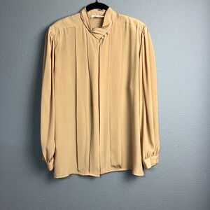 Alfred Dunner Vintage Button‎ Up Blouse Secretary Career Top Sz 14 Church Pearls